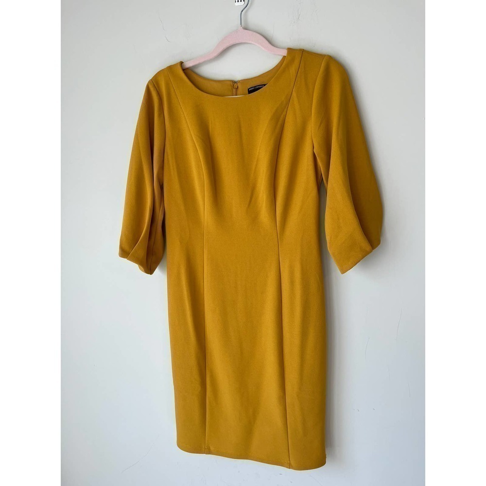 Maggy‎ London princess sleeve pleated sheath dress in Marigold sz 8